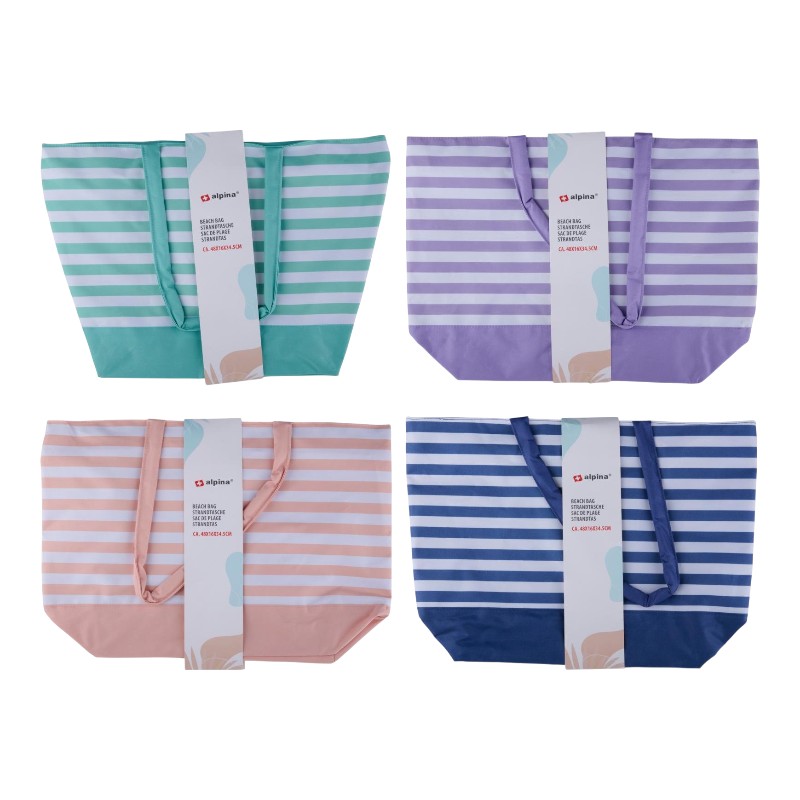 Alpina - Torba plażowa w paski 49,3x16x34 cm (Morelowy / Biały)