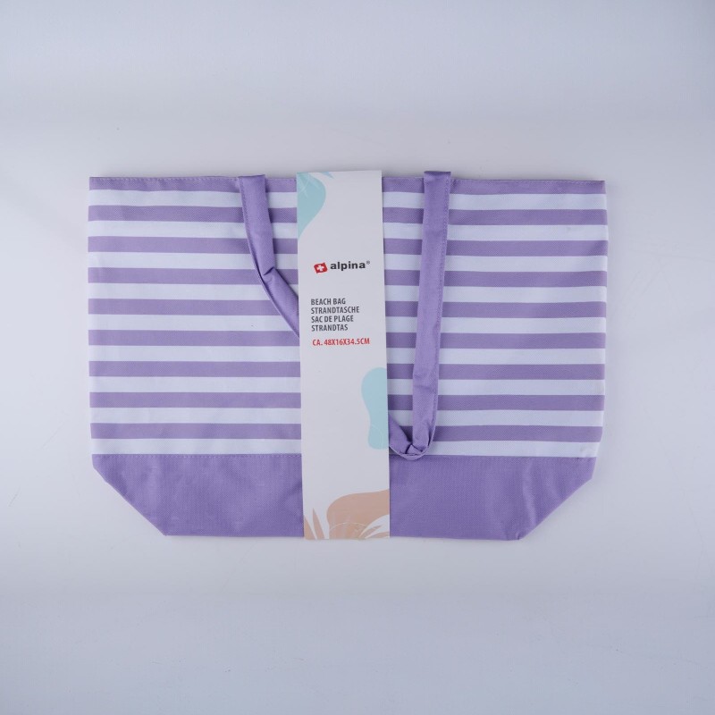 Alpina - Torba plażowa w paski 49,3x16x34 cm (Fioletowy / Biały)