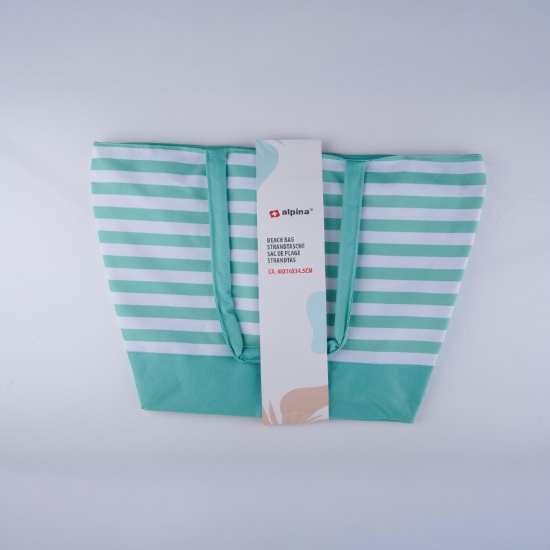 Alpina - Torba plażowa w paski 49,3x16x34 cm (Turkusowy / Biały)