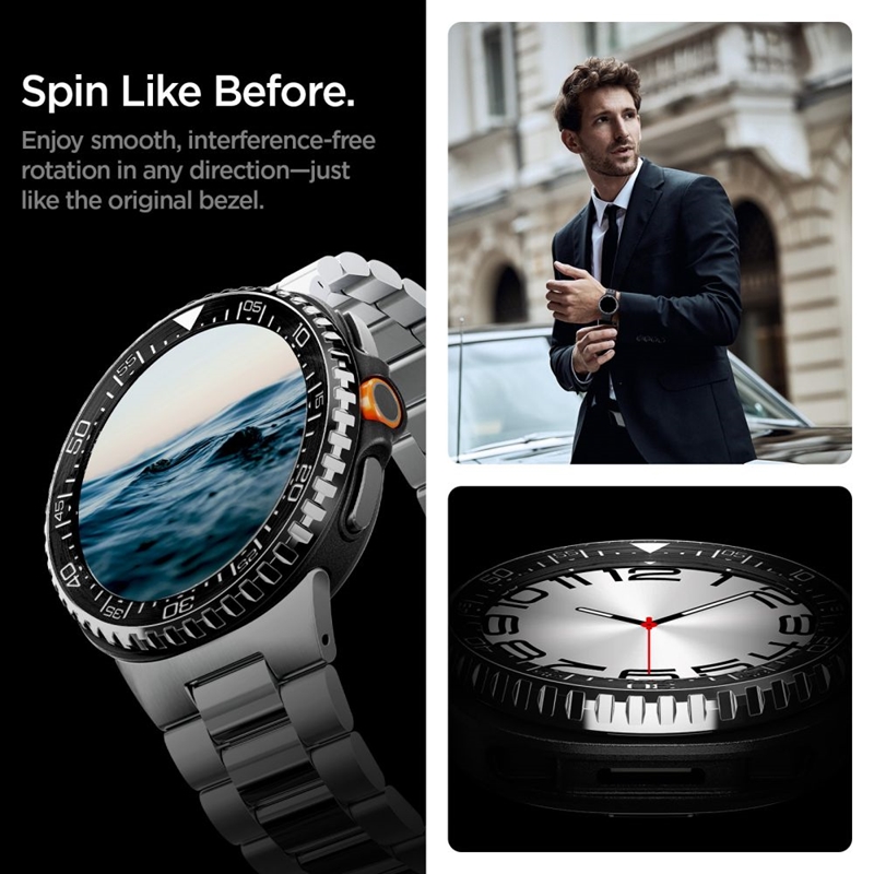 Spigen Bezel Tune Pro Diver - Obudowa / Pierścień ochronny do Samsung Galaxy Watch 8 Classic 46 mm (Silver)
