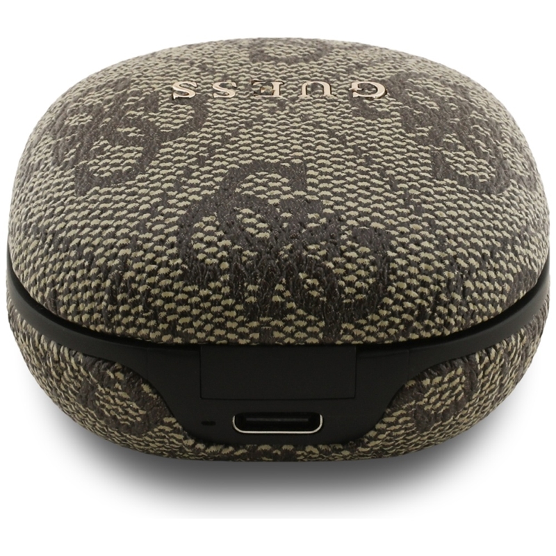 Guess 4G Classic Metal Logo - Słuchawki Bluetooth TWS ENC + etui ładujące (brązowy)