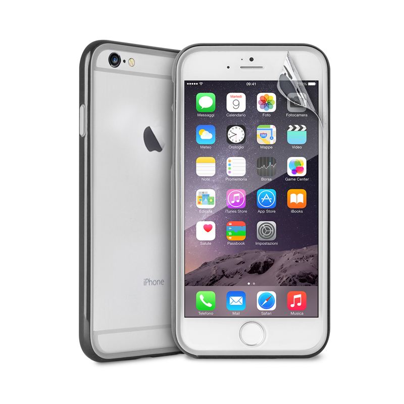 PURO Bumper Cover - Etui iPhone 6s Plus / iPhone 6 Plus z folią na ekran w zestawie (czarny) PURO Bumper Cover - Etui iPhone 6s Plus / iPhone 6 Plus z folią na ekran w zestawie (czarny)