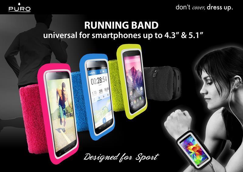 PURO Running Band - Uniwersalna frotka do biegania do smartfonów max 4.3" + key pocket (różowy)