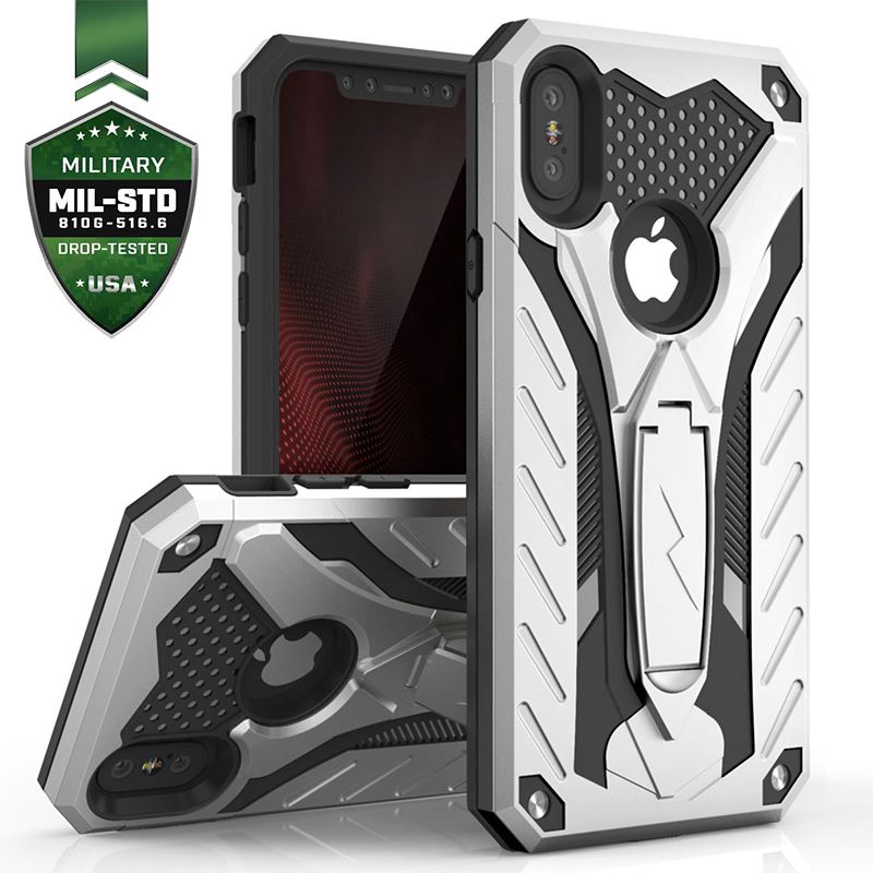 Zizo Static Cover - Pancerne etui iPhone Xs Max z podstawką (Silver/Black) Zizo Static Cover - Pancerne etui iPhone Xs Max z podstawką (Silver/Black)