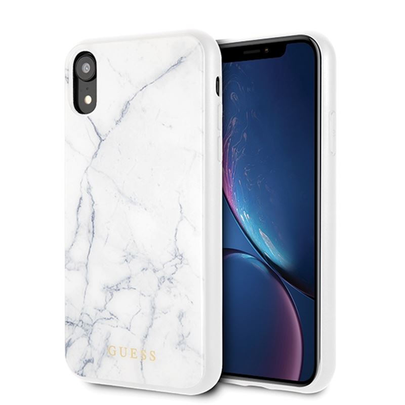 Guess Marble - Etui iPhone XR (biały)