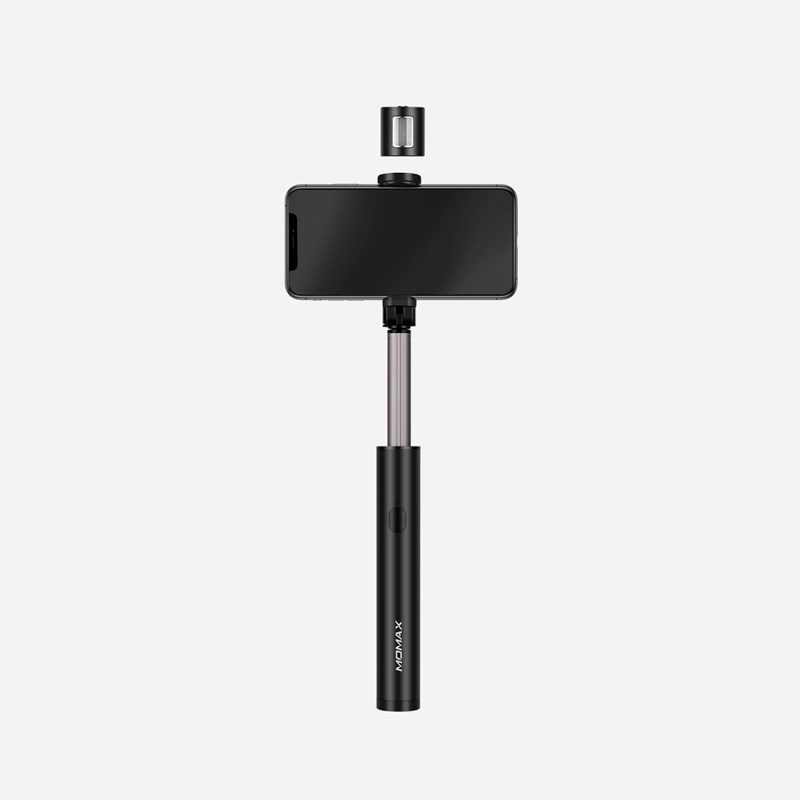 Momax Selfie Light Selfie Stick - Uniwersalny kij do selfie i wideo z oświetleniem LED + Bluetooth (Black)