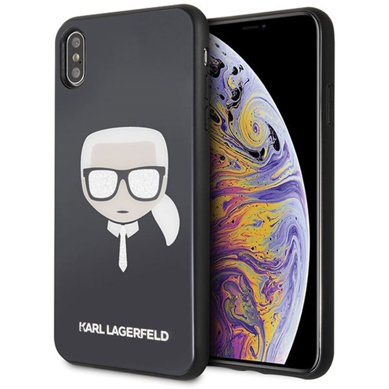 Karl Lagerfeld Karl's Head Double Layers Glitter Case - Etui iPhone Xs Max (Black)