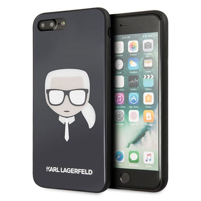 Karl Lagerfeld Karl's Head Double Layers Glitter Case - Etui iPhone 8 Plus / 7 Plus (Black)