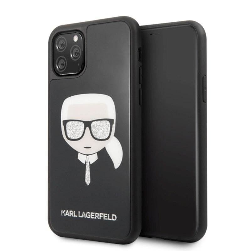 Karl Lagerfeld Double Layers Glitter Head - Etui iPhone 11 Pro (Black)