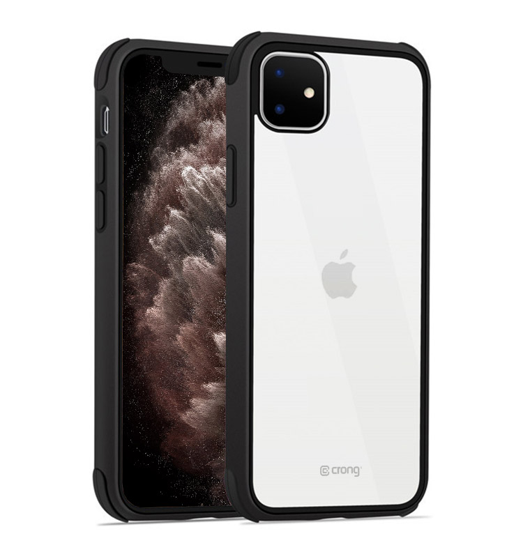 Crong Trace Clear Cover - Etui iPhone 11 (czarny/czarny)