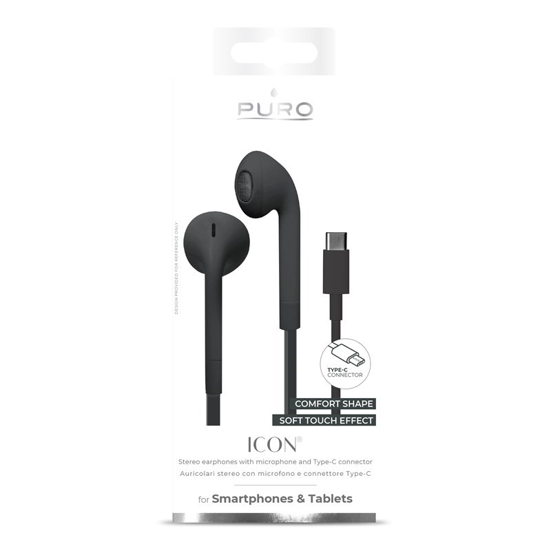 PURO ICON Stereo Earphones - Słuchawki USB-C z płaskim kablem z 