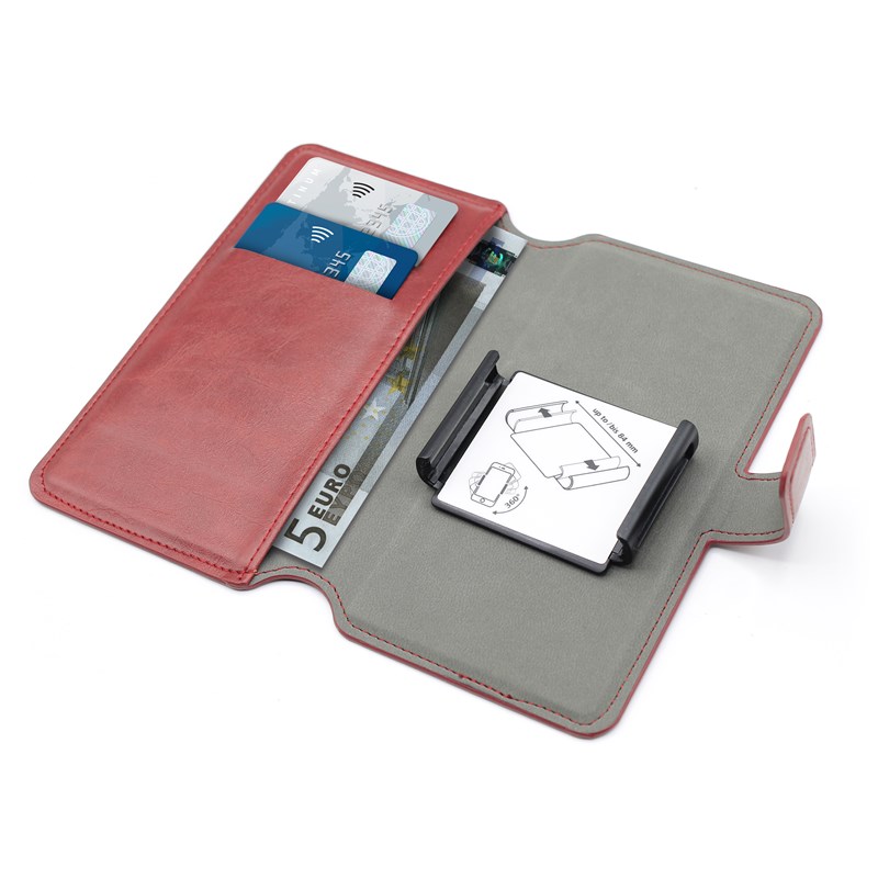 PURO Universal Wallet 360° - Uniwersalne etui obrotowe z kieszeniami na karty, rozmiar XL (czerwony)