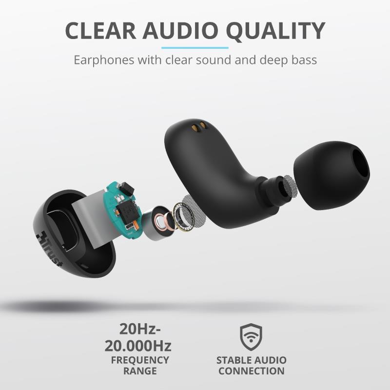 Trust Nika Compact - Słuchawki bezprzewodowe Bluetooth (czarny)