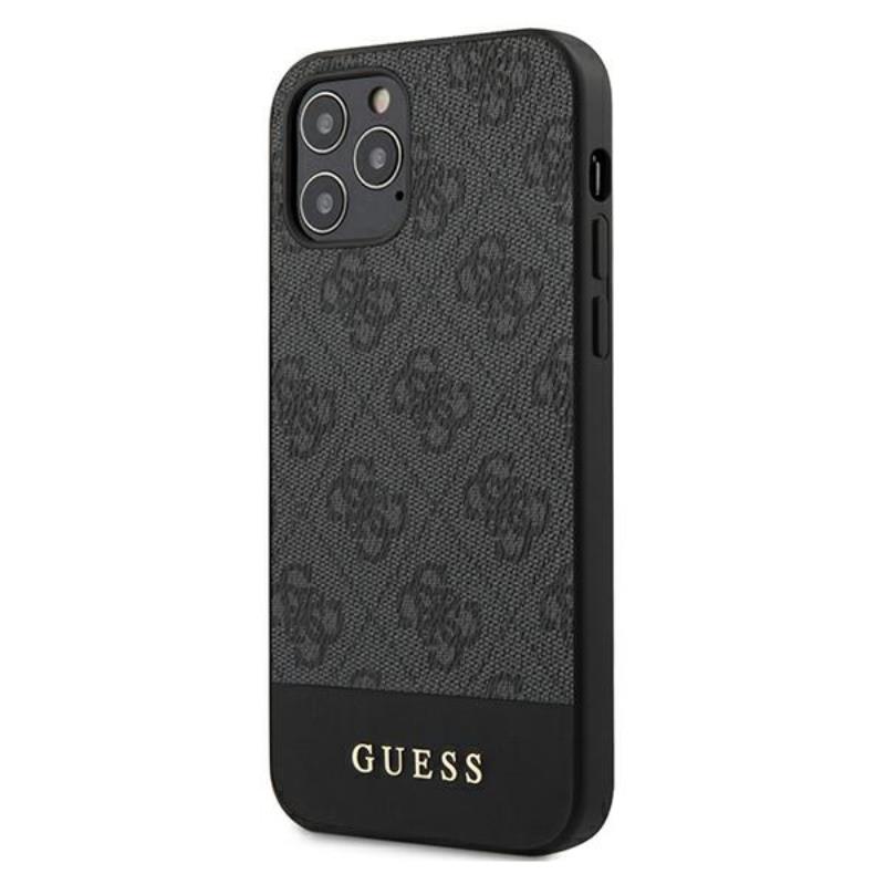 Guess 4G Bottom Stripe Collection - Etui iPhone 12 / iPhone 12 Pro (szary)