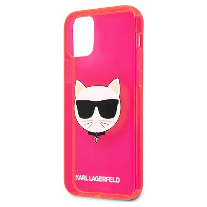 Karl Lagerfeld Choupette Head - Etui iPhone 12 / iPhone 12 Pro (fluo różowy)