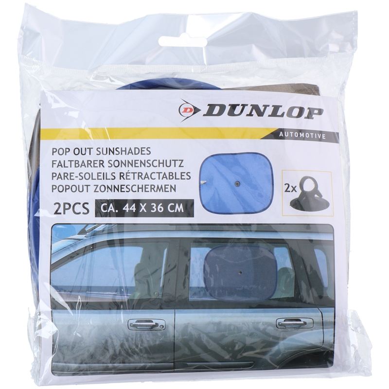 Dunlop - Osłona przeciwsłoneczna na boczne szyby samochodu 36x44 cm 2 szt. (niebieski) 