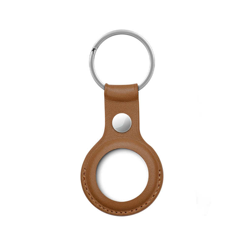 Crong Leather Case with Key Ring – Skórzane etui ochronne brelok do Apple AirTag (brązowy)