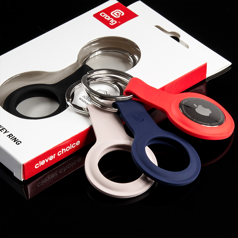 Crong Silicone Case with Key Ring – Etui ochronne brelok do Apple AirTag (czarny)