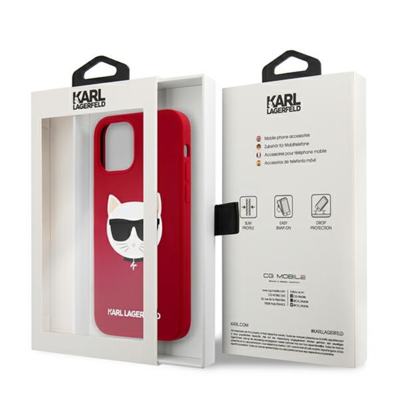 Karl Lagerfeld Choupette Head Silicone - Etui iPhone 12 Pro Max (czerwony)