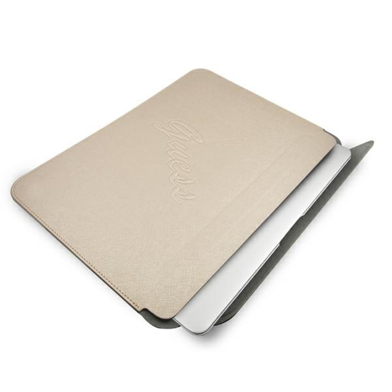 Guess Saffiano Script Computer Sleeve - Etui na notebooka 13" (złoty)