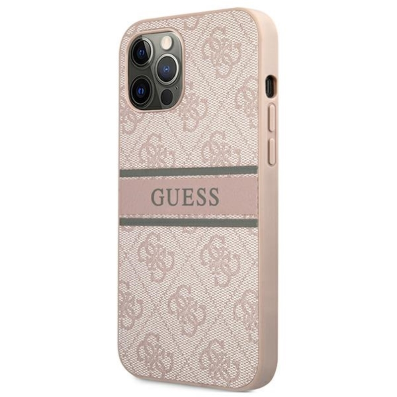 Guess 4G Printed Stripe – Etui iPhone 12 Pro Max (różowy)