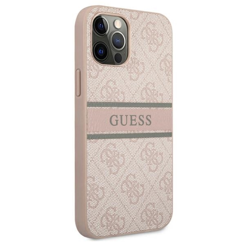Guess 4G Printed Stripe – Etui iPhone 12 Pro Max (różowy)
