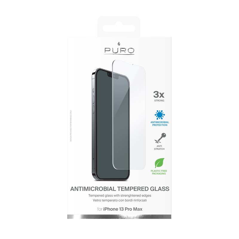 PURO Anti-Bacterial Szkło ochronne hartowane z ochroną antybakteryjną na ekran iPhone 14 Plus / iPhone 13 Pro Max