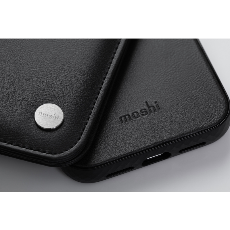 Moshi Overture - Etui 3w1 z klapką iPhone 13 (antybakteryjne NanoShield™) (Jet Black)