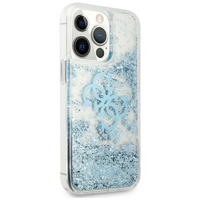Guess Liquid Glitter 4G Big Logo - Etui iPhone 13 Pro (niebieski)