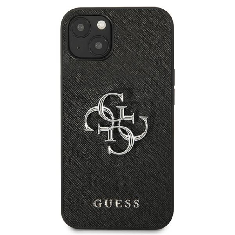 Guess Saffiano 4G Big Silver Logo - Etui iPhone 13 Mini (czarny)
