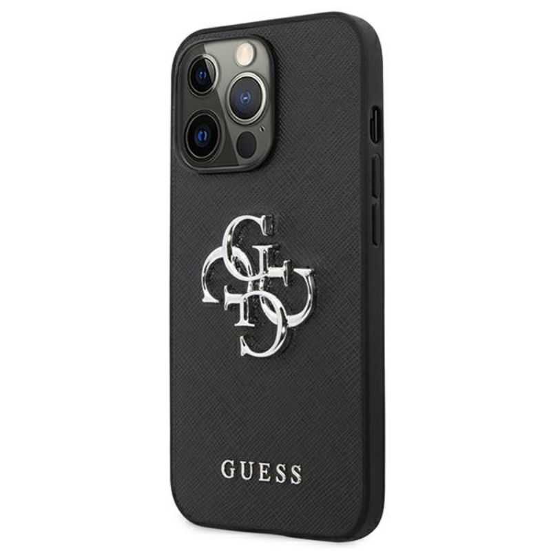Guess Saffiano 4G Big Silver Logo - Etui iPhone 13 Pro Max (czarny)
