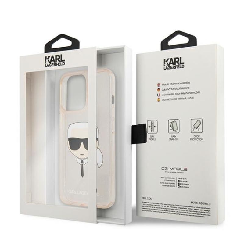 Karl Lagerfeld Karl’s Head Glitter - Etui iPhone 13 Pro (złoty)
