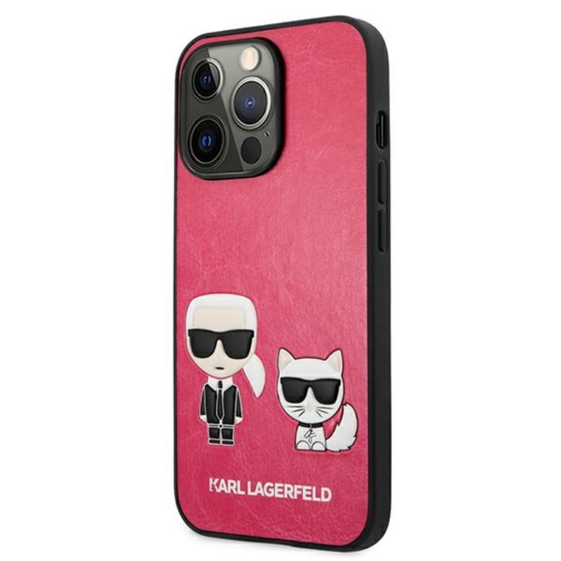 Karl Lagerfeld PU Leather Karl & Choupette Embossed - Etui iPhone 13 Pro (fuksja)