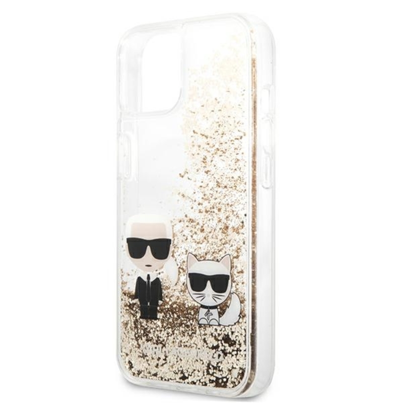 Karl Lagerfeld Liquid Glitter Karl & Choupette - Etui iPhone 13 (złoty)