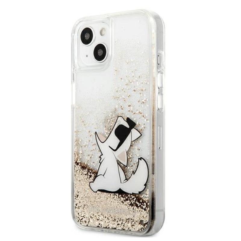 Karl Lagerfeld Liquid Glitter Choupette Fun - Etui iPhone 13 Mini (złoty)