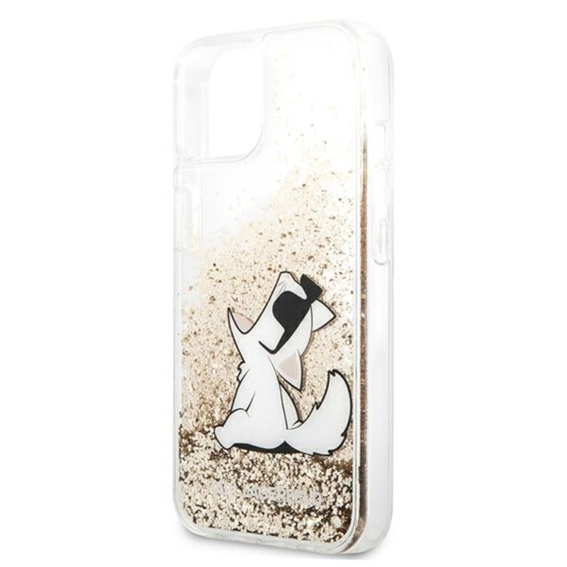 Karl Lagerfeld Liquid Glitter Choupette Fun - Etui iPhone 13 Mini (złoty)