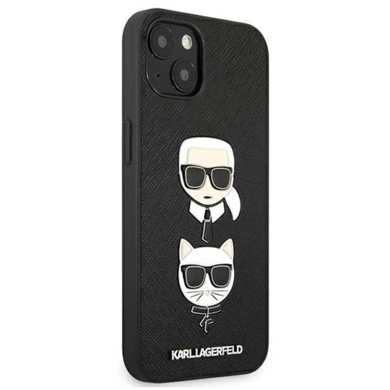 Karl Lagerfeld Saffiano Karl & Choupette Embossed Heads - Etui iPhone 13 mini (czarny)