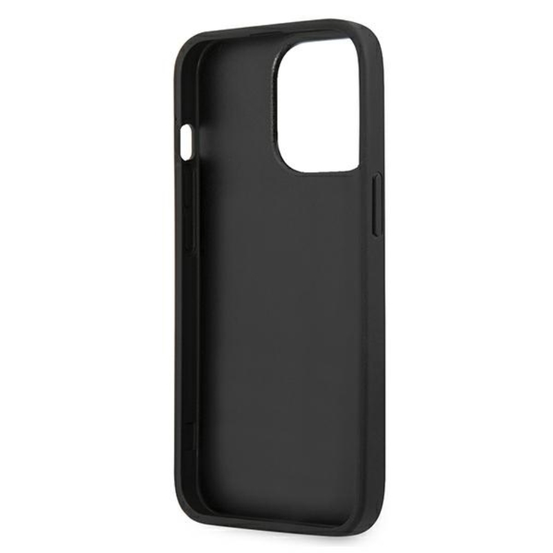 Guess Saffiano Metal Logo Stripes - Etui iPhone 13 Pro (czarny)