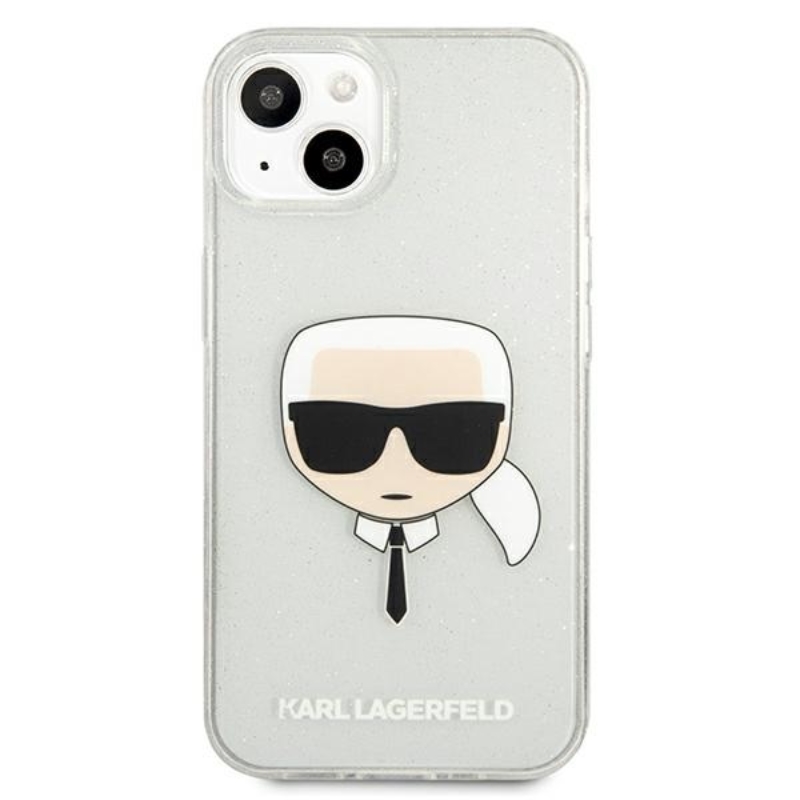 Karl Lagerfeld Karl's Head Glitter - Etui iPhone 13 mini (srebrny)