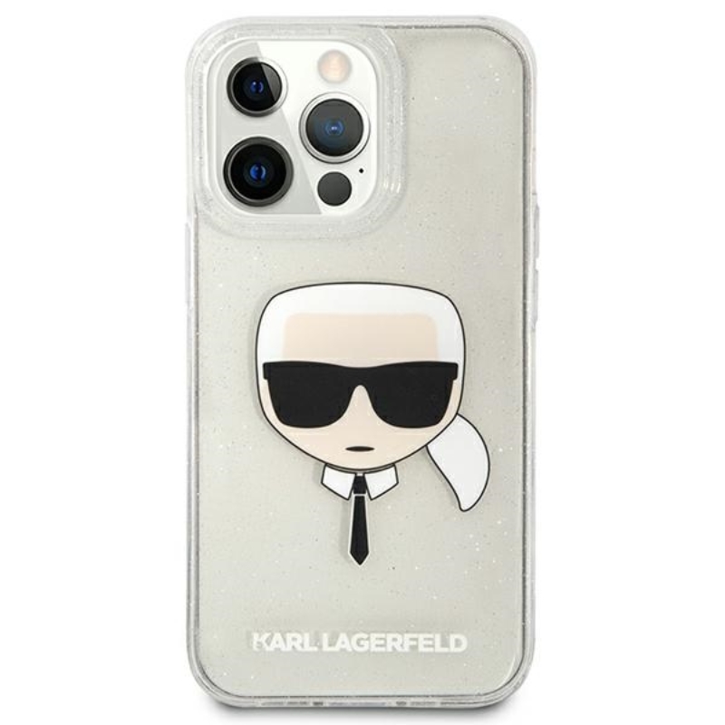 Karl Lagerfeld Karl's Head Glitter - Etui iPhone 13 Pro Max (srebrny)