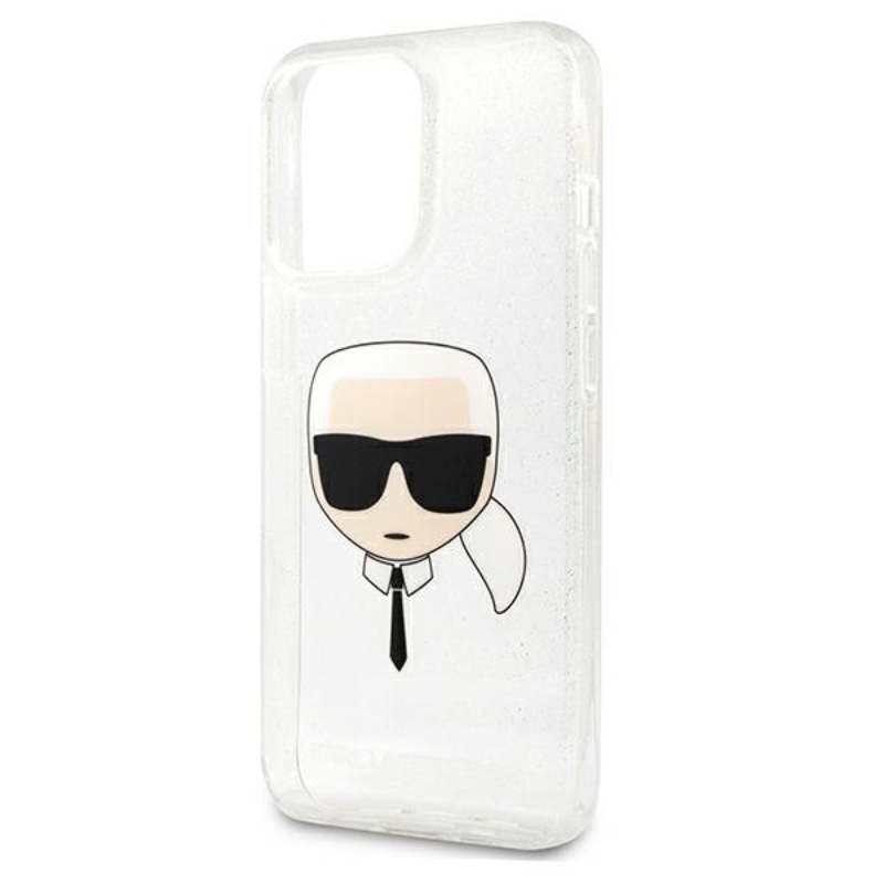 Karl Lagerfeld Karl's Head Glitter - Etui iPhone 13 Pro Max (srebrny)