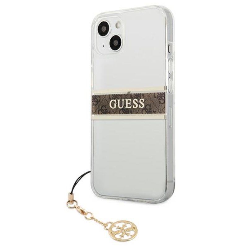 Guess 4G Stripe Brown Charm - Etui iPhone 13 (przezroczysty)