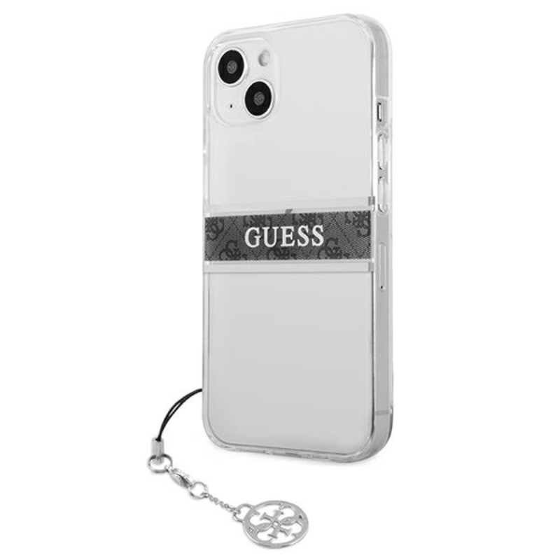 Guess 4G Stripe Grey Charm - Etui iPhone 13 (przezroczysty)