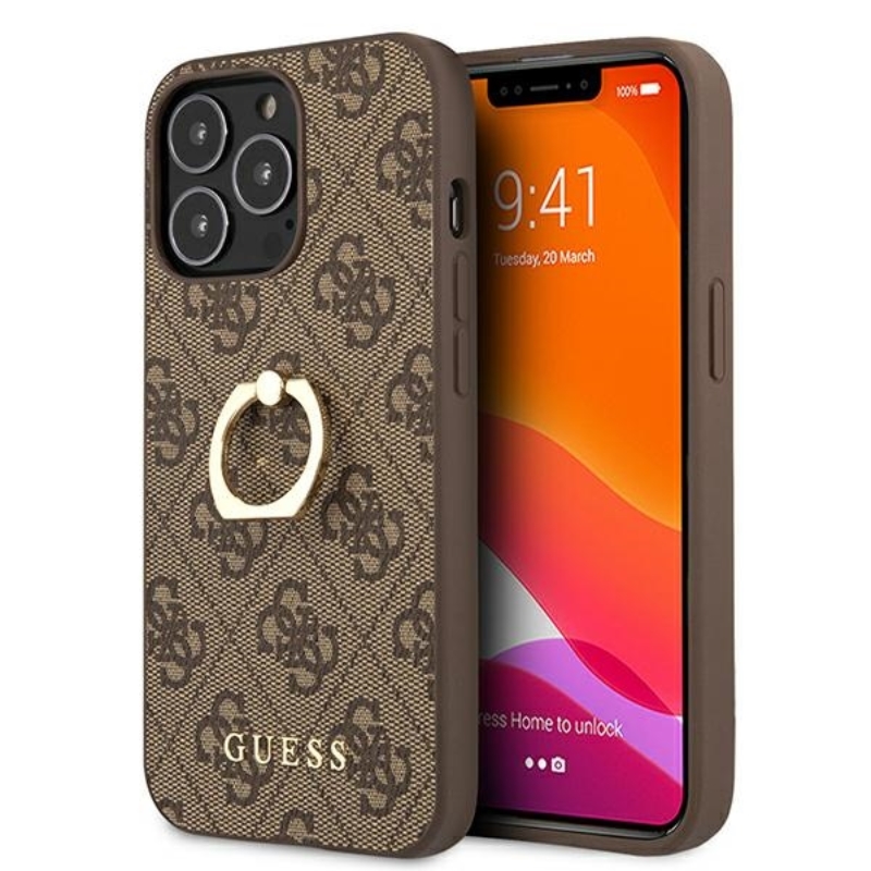 Guess 4G Ring Case - Etui iPhone 13 Pro (brązowy)