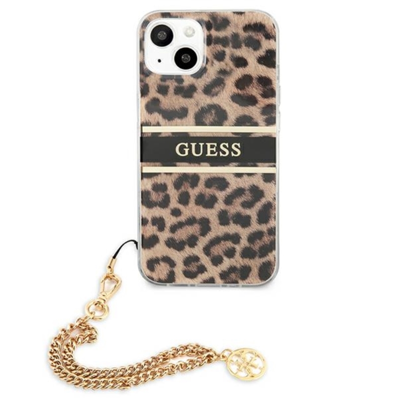 Guess Leopard Gold Chain - Etui iPhone 13