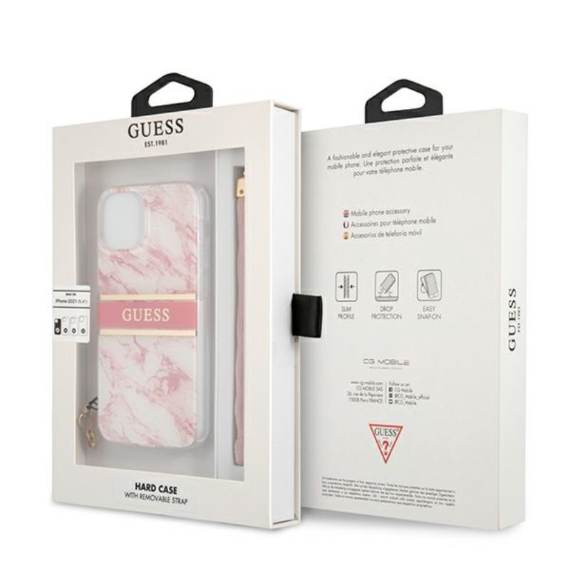 Guess Marble Strap - Etui iPhone 13 (różowy)