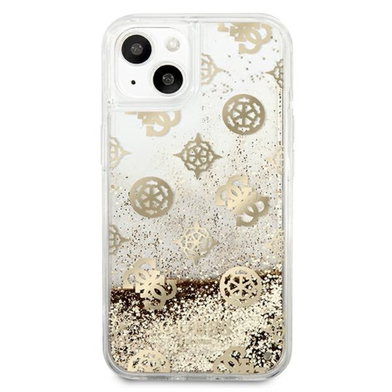 Guess Peony Liquid Glitter - Etui iPhone 13 mini (złoty)