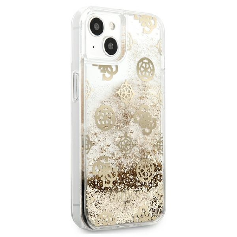 Guess Peony Liquid Glitter - Etui iPhone 13 mini (złoty)