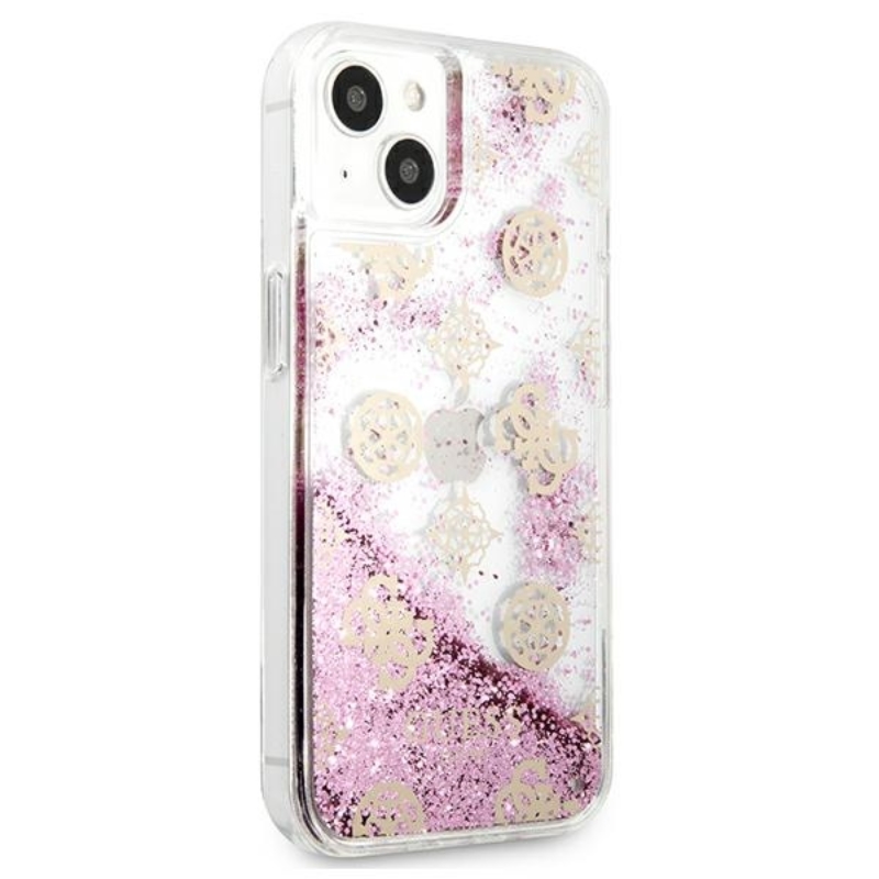 Guess Peony Liquid Glitter - Etui iPhone 13 mini (różowy)