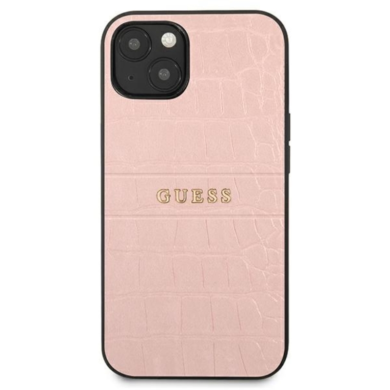 Guess Croco Stamp Lines - Etui iPhone 13 mini (różowy)